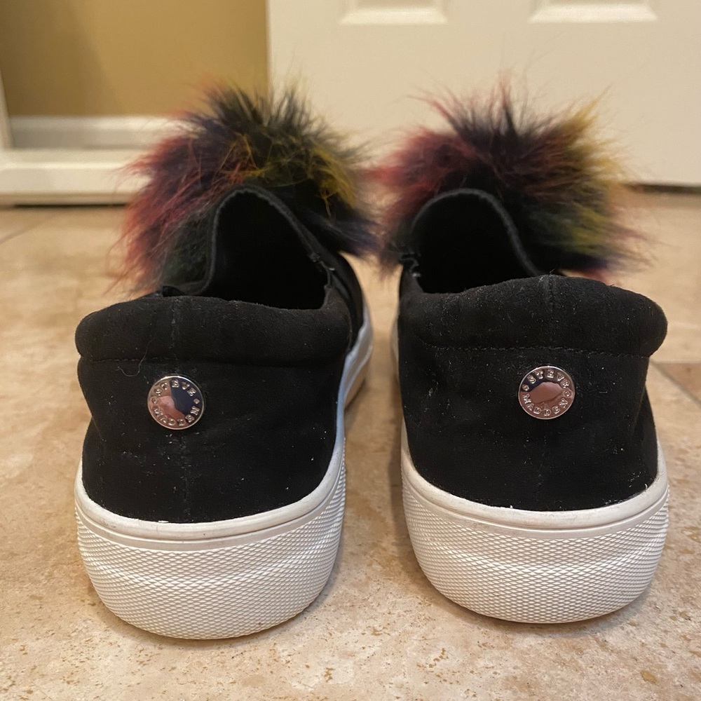 STEVE MADDEN “Great” Rainbow Pom Pom Platform Slip On Sneakers—SZ. 8.5 - Picture 3 of 3